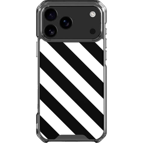 Black and White Geometric Stripes iPhone 17 Pro Max Clear Case
