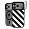 Black and White Geometric Stripes iPhone 17 Pro Max Kickstand Case