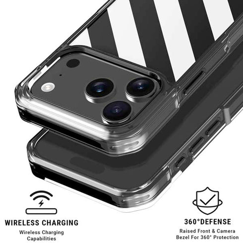 Black and White Geometric Stripes iPhone 18 Pro Clear Case