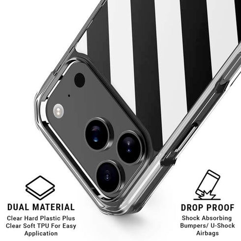 Black and White Geometric Stripes iPhone 18 Pro Clear Case