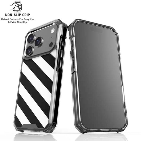 Black and White Geometric Stripes iPhone 18 Pro Clear Case
