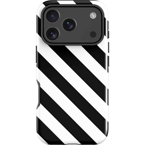 Black and White Geometric Stripes iPhone 18 Pro Impact Case