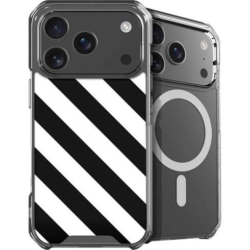 Black and White Geometric Stripes iPhone 18 Pro MagSafe Case