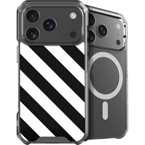 Black and White Geometric Stripes iPhone 18 Pro Max MagSafe Case