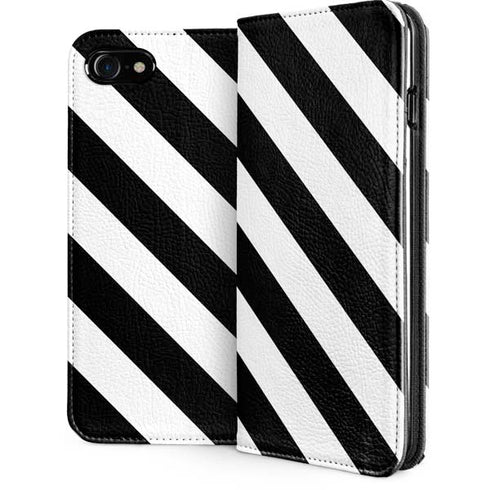 Black and White Geometric Stripes iPhone SE (2nd & 3rd Gen) Folio Case
