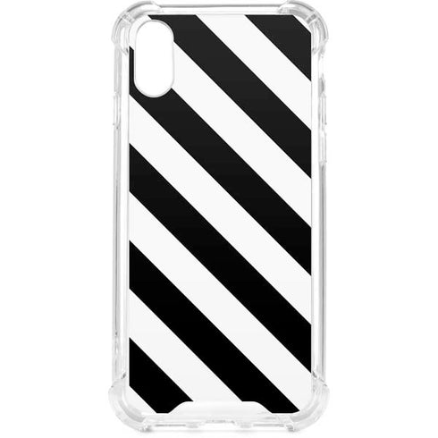 Black and White Geometric Stripes iPhone XS Clear Case