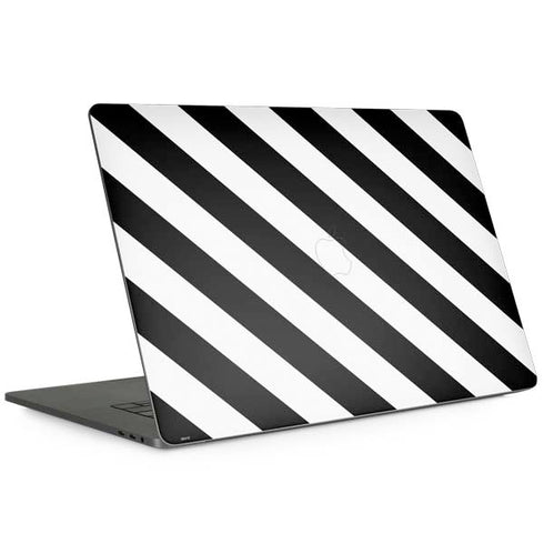 Black and White Geometric Stripes MacBook Skins