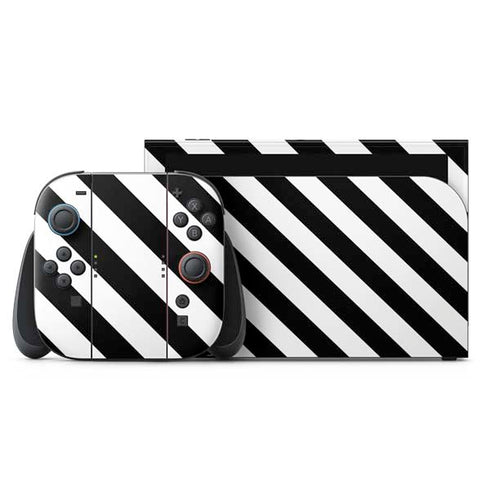 Black and White Geometric Stripes Nintendo Skins