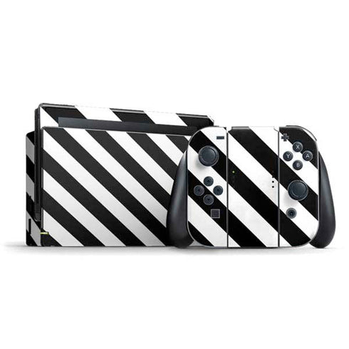 Black and White Geometric Stripes Nintendo Skins