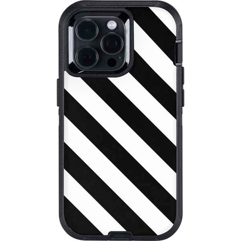 Black and White Geometric Stripes Otterbox Defender iPhone Skin