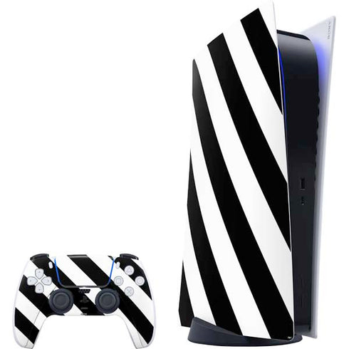 Black and White Geometric Stripes PlayStation PS5 Skins