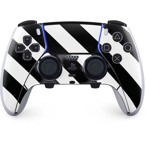 Black and White Geometric Stripes PS5 DualSense Edge Pro Controller Skin