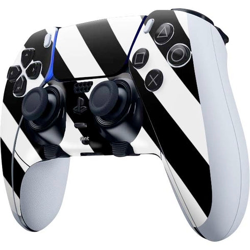 Black and White Geometric Stripes PS5 DualSense Edge Pro Controller Skin