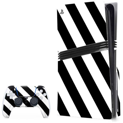 Black and White Geometric Stripes PlayStation PS5 Skins