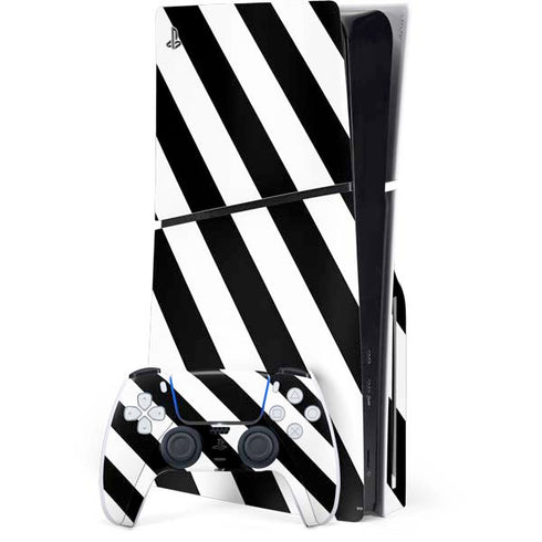 Black and White Geometric Stripes PlayStation PS5 Skins