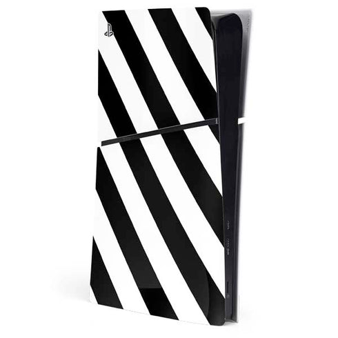 Black and White Geometric Stripes PS5 Slim Digital Edition Console Skin