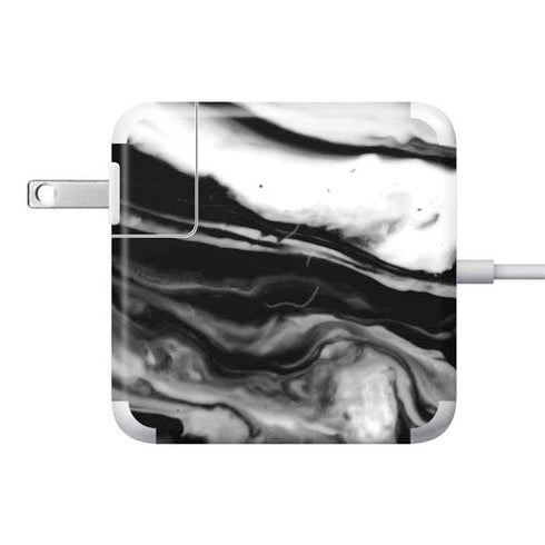 Black and White Marble Ink 85W Power Adapter (15 and 17 inch MacBook Pro Charger) Skin