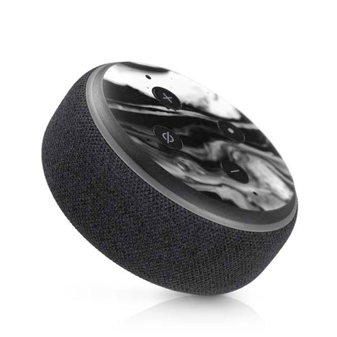 Black and White Marble Ink Amazon Echo Dot Skin