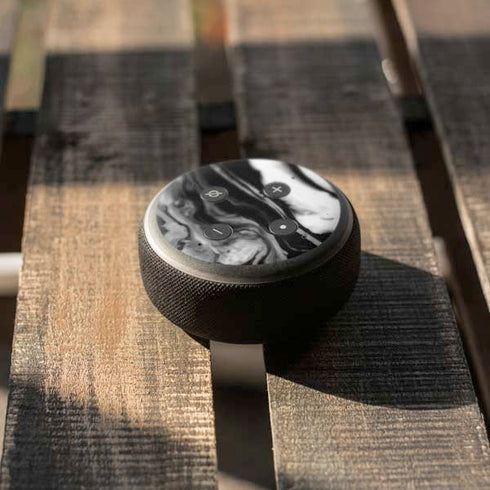 Black and White Marble Ink Amazon Echo Dot Skin