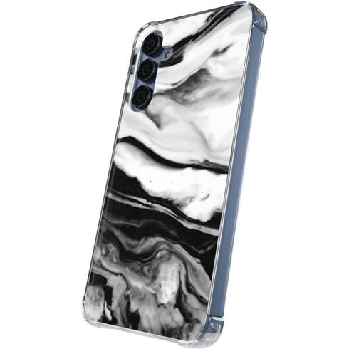 Black and White Marble Ink Galaxy A35 5G Clear Case
