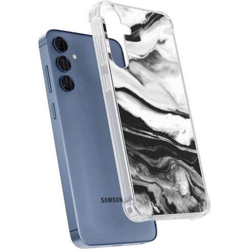 Black and White Marble Ink Galaxy A35 5G Clear Case