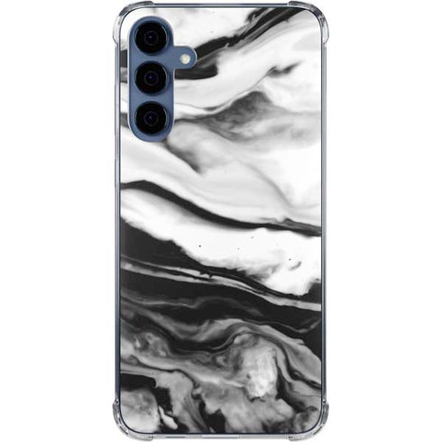 Black and White Marble Ink Galaxy A55 5G Clear Case