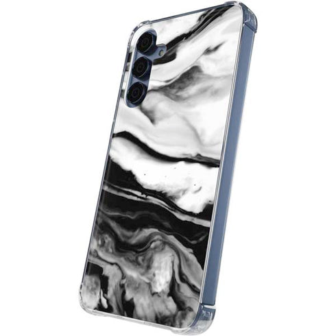 Black and White Marble Ink Galaxy A55 5G Clear Case