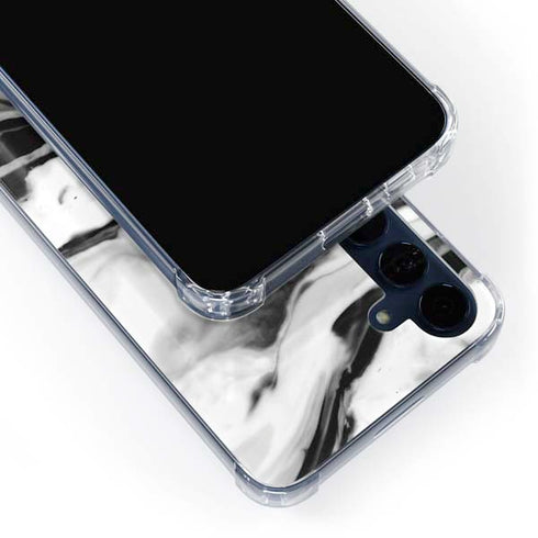 Black and White Marble Ink Galaxy A55 5G Clear Case