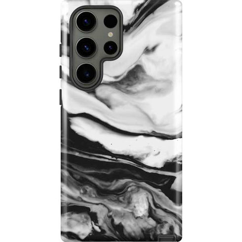 Black and White Marble Ink Galaxy S23 Ultra Pro Case