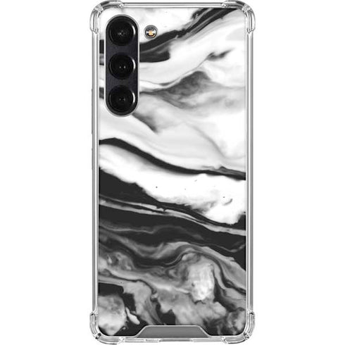 Black and White Marble Ink Galaxy S24 FE Clear Case