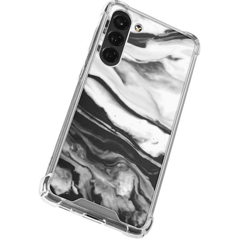Black and White Marble Ink Galaxy S24 FE Clear Case