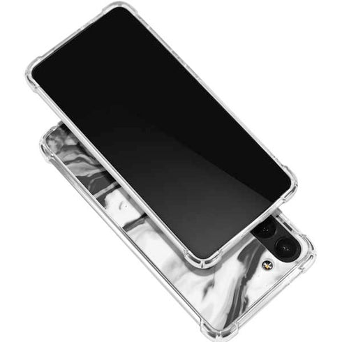 Black and White Marble Ink Galaxy S24 FE Clear Case