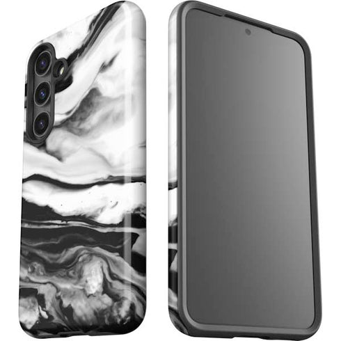 Black and White Marble Ink Galaxy S25 Impact Case