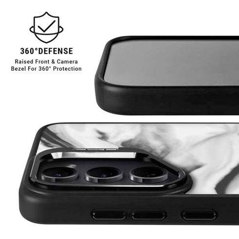 Black and White Marble Ink Galaxy S25 Kickstand Case