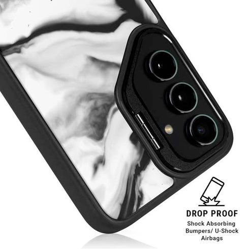 Black and White Marble Ink Galaxy S25 Kickstand Case