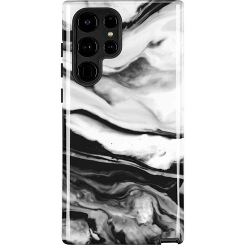 Black and White Marble Ink Galaxy Cases