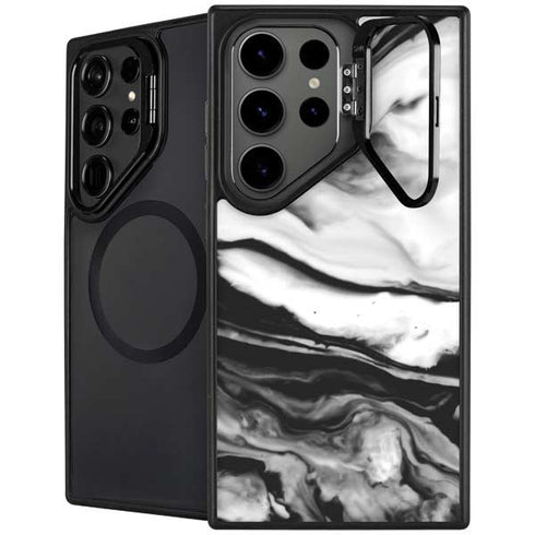 Black and White Marble Ink Galaxy S24 Ultra Kickstand Case