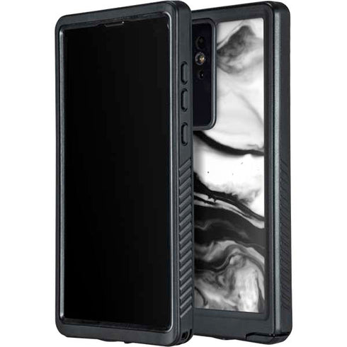 Black and White Marble Ink Galaxy S24 Ultra Waterproof Case