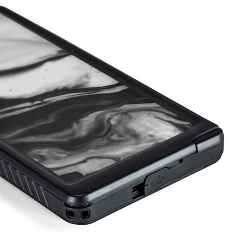 Black and White Marble Ink Galaxy S24 Ultra Waterproof Case