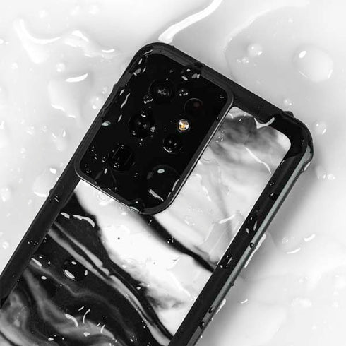 Black and White Marble Ink Galaxy S24 Ultra Waterproof Case