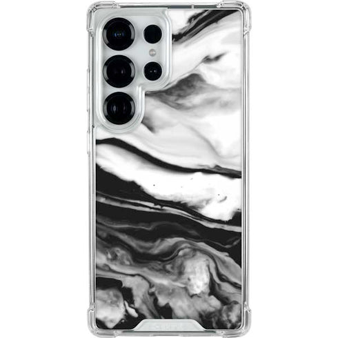 Black and White Marble Ink Galaxy S25 Ultra Clear Case