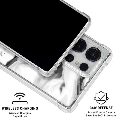 Black and White Marble Ink Galaxy S25 Ultra Clear Case
