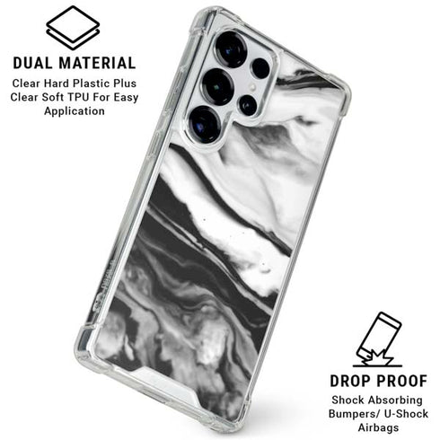 Black and White Marble Ink Galaxy S25 Ultra Clear Case