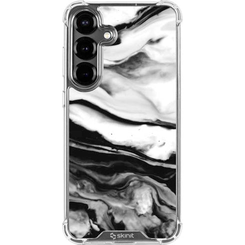 Black and White Marble Ink Galaxy S26 Clear Case