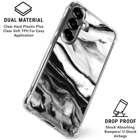Black and White Marble Ink Galaxy S26 Clear Case