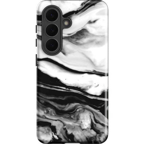 Black and White Marble Ink Galaxy S26 Impact Case