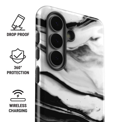 Black and White Marble Ink Galaxy S26 Impact Case
