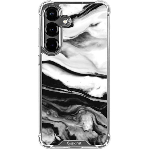 Black and White Marble Ink Galaxy S26 Plus Clear Case