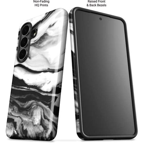 Black and White Marble Ink Galaxy S26 Plus Impact Case