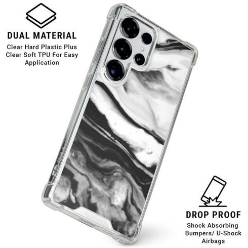 Black and White Marble Ink Galaxy S26 Ultra Clear Case